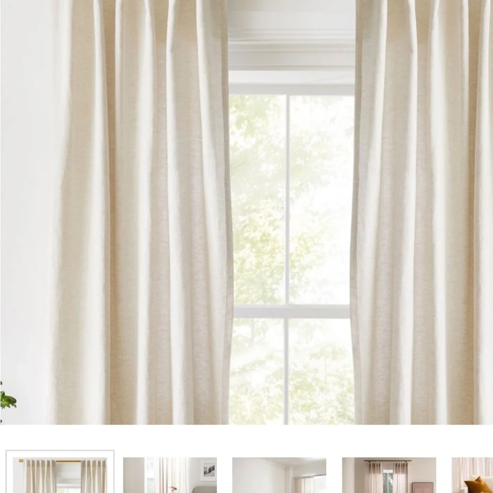 West Elm 48x96 linen drape. Lined in white cotton. Natural flax